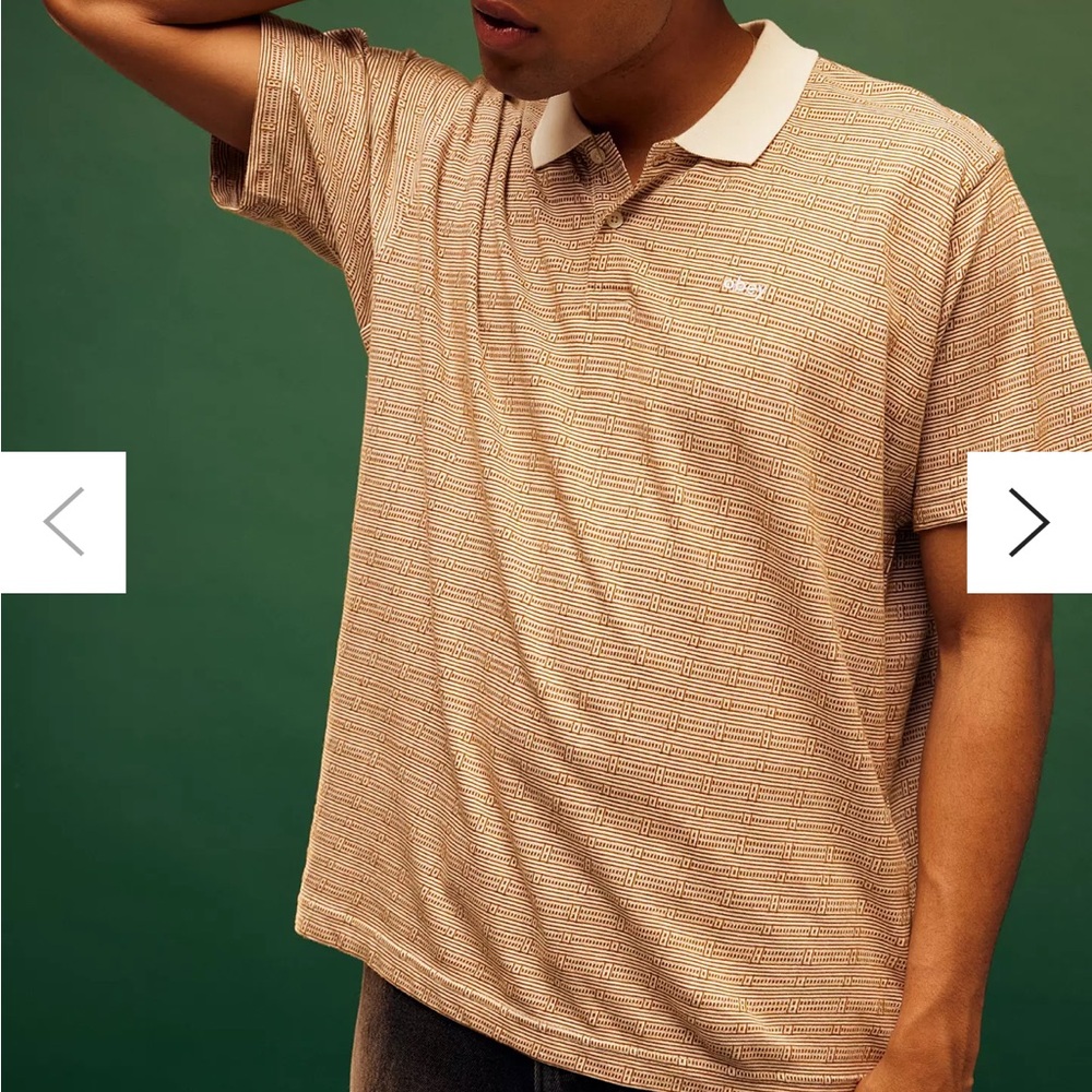 Obey Tan and White Polo Shirt